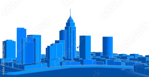 modern city panorama 3d illustration	
