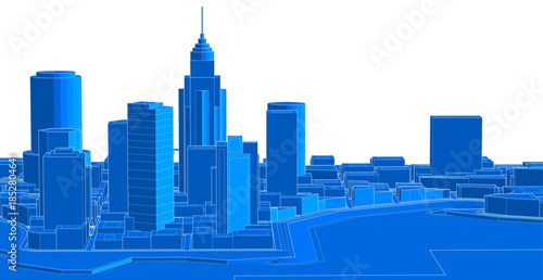 modern city panorama 3d illustration	
