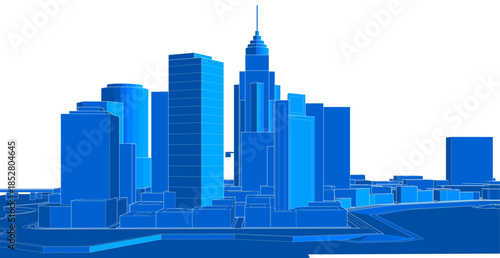 modern city panorama 3d illustration	
