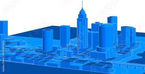 modern city panorama 3d illustration	
