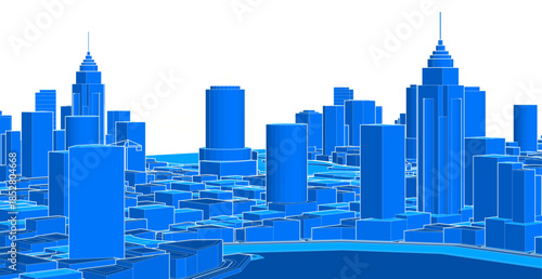 modern city panorama 3d illustration	
