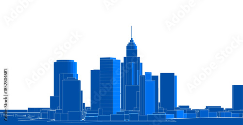 modern city panorama 3d illustration	
