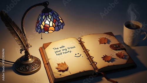 Cozy reading nook with book lamp.