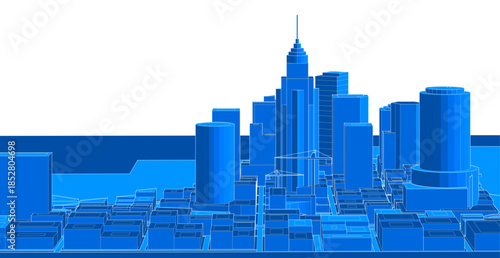 modern city panorama 3d illustration	
