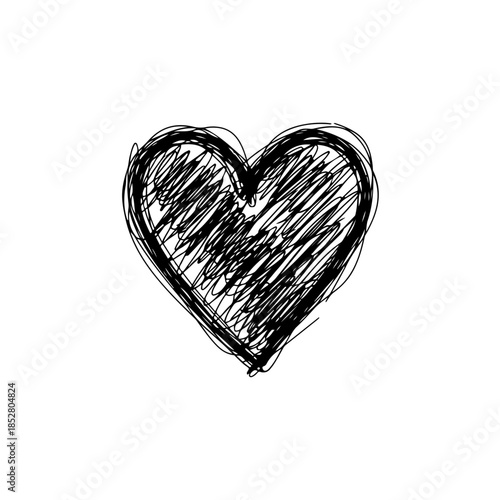 Hand-drawn heart isolated on transparent background