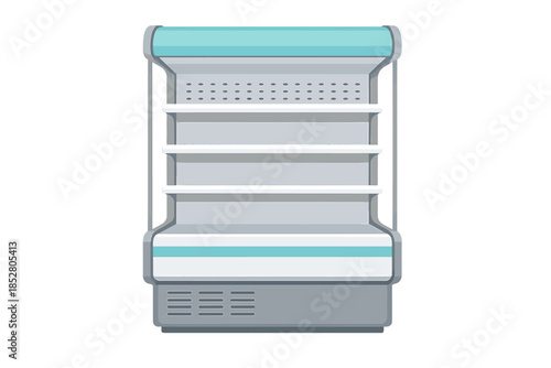 Empty commercial refrigerator with shelves