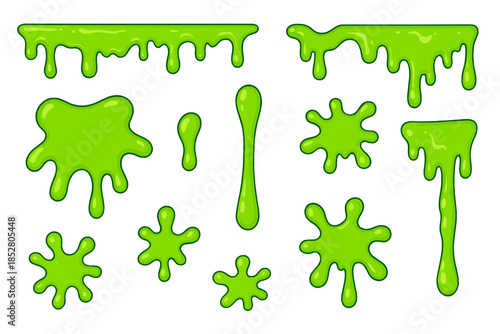 Green slime drips and splatters on a gradient background