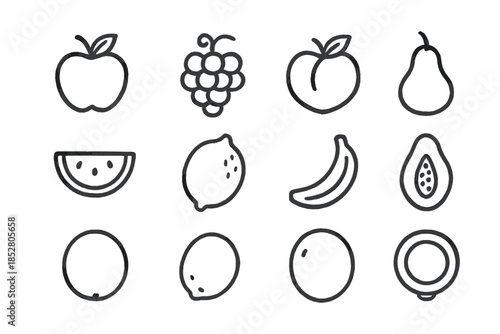 Fruit Icons Collection on Dark Gradient Background