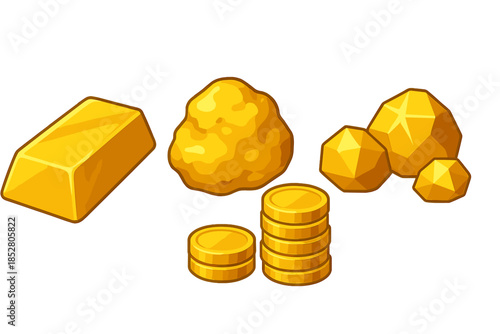 Golden Assets: Bar, Nuggets, Coins, and Gems