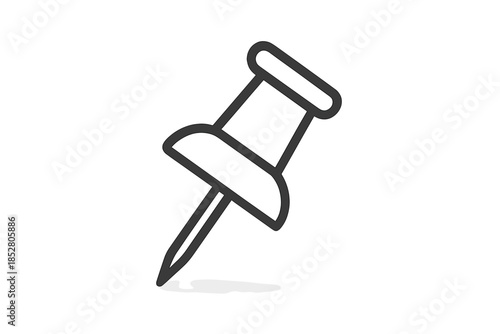 Black outline of a pushpin on a gray gradient background