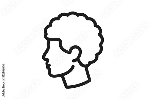 Profile silhouette of a person with an afro