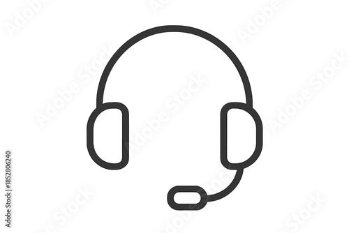 Headset icon with microphone on gray background