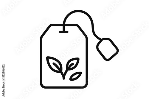 Tea bag with leaves icon