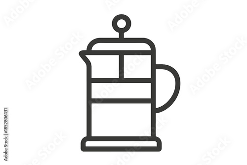 French press coffee maker icon on grey gradient background