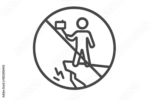 No selfies on dangerous terrain icon