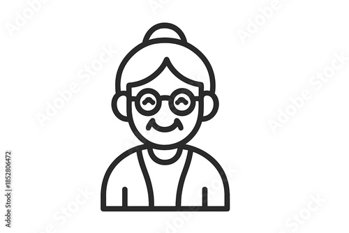 Elderly woman icon with glasses