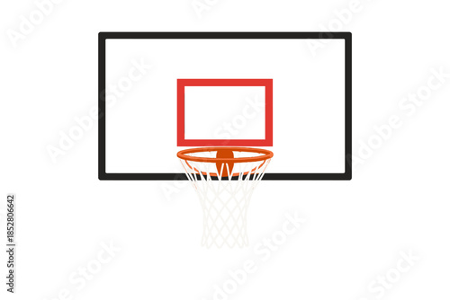 Basketball hoop and backboard with red glow
