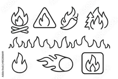 Fire and flame icons and symbols collection