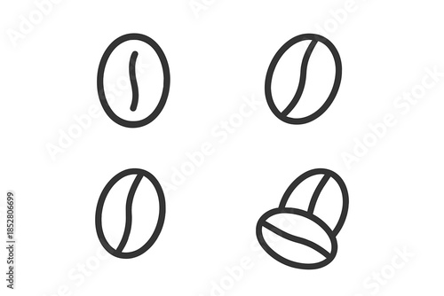 Four coffee beans outlines on a dark grey background