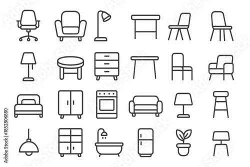 Furniture Icons on Dark Background