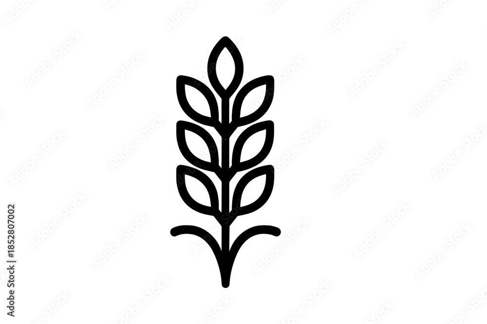 Obraz premium Wheat stalk icon with a black outline on a gradient background