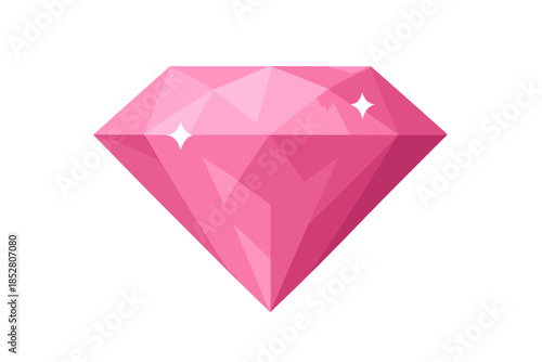 Glowing Pink Diamond on Grey Background