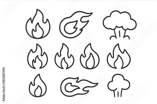 Fire and Smoke Icon Set