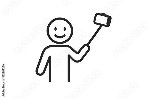 Person taking a selfie with a selfie stick icon