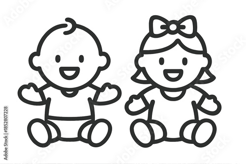 Outline graphic of a baby boy and baby girl