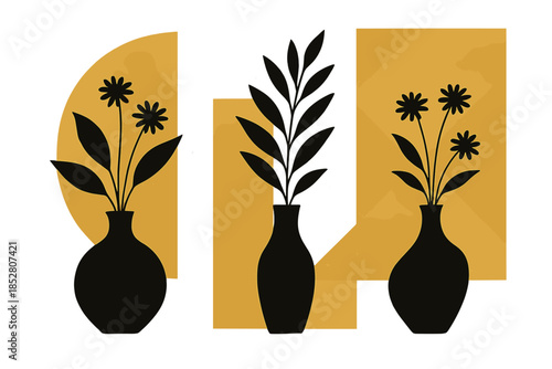 Minimalist Floral Composition in Abstract Geometric Shapes