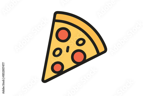 Slice of pizza icon with pepperoni and cheese