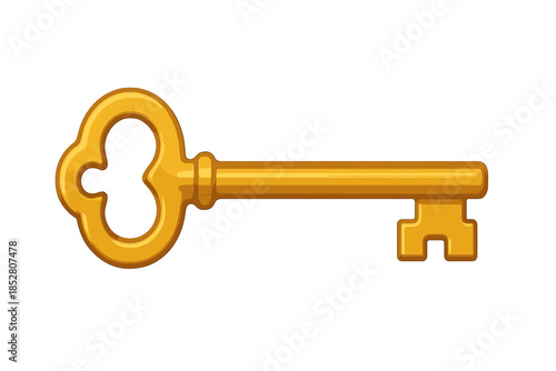 Golden antique key on a warm, glowing background