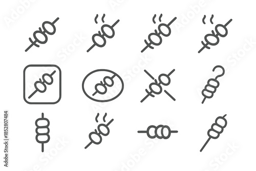 Kebab and Skewered Food Icons Set