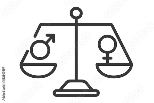 Scales of Justice with Male and Female Symbols