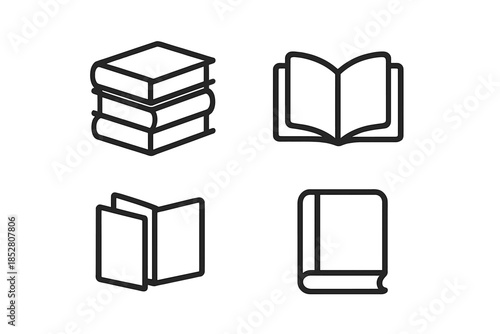 Set of book icons on a gray background