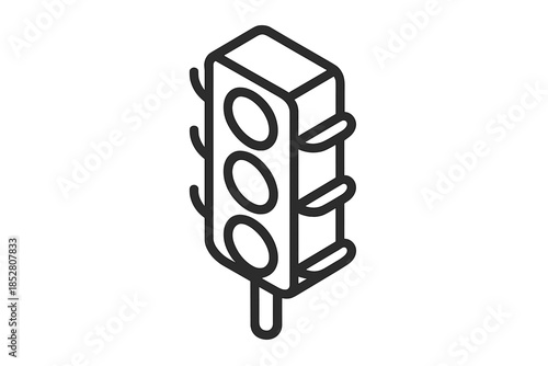 Isometric traffic light icon with gradient background