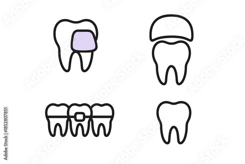 Dental icons on a dark background