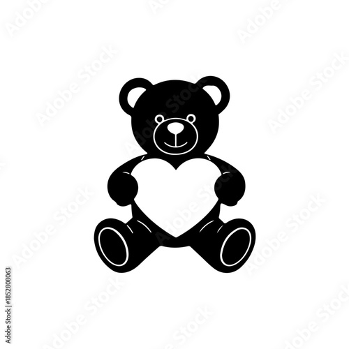 Teddy bear with heart isolated on transparent background