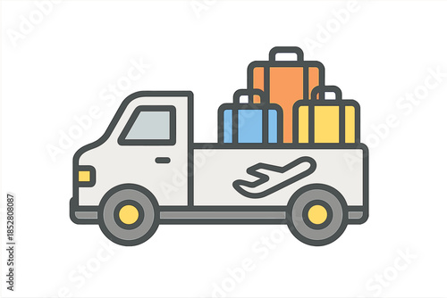 Airport Luggage Cart with Suitcases