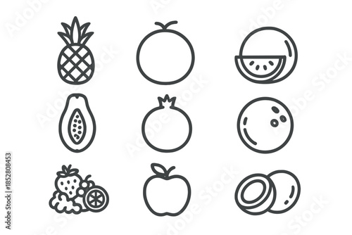 Fruit Icons on Dark Background