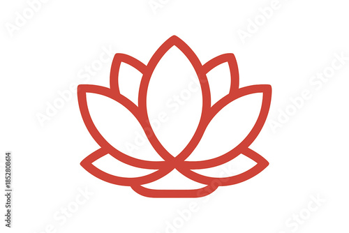 Glowing Red Lotus Flower Icon on Gradient Background