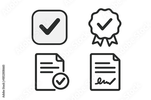 Collection of checkmark and document icons