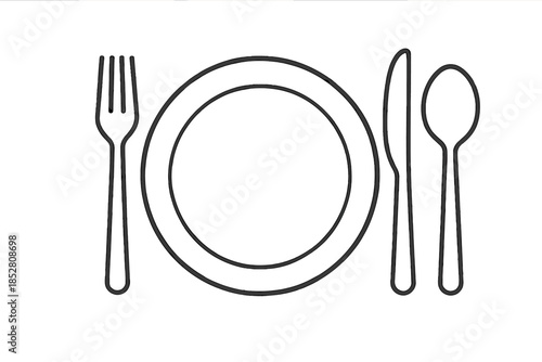 Minimalist place setting with fork, knife, spoon, and plate