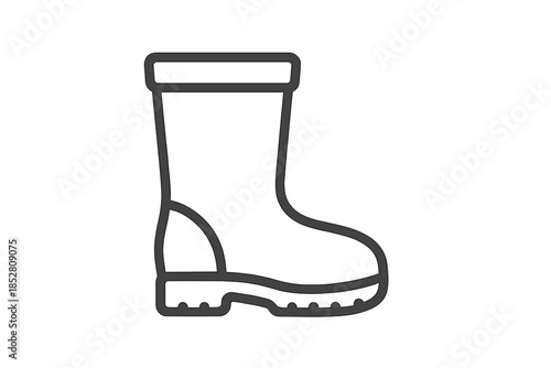 Black outline of a rubber boot on a gray gradient background