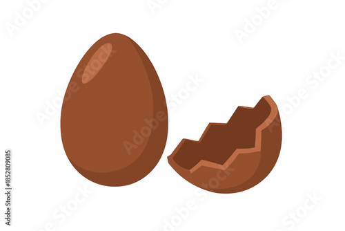 Whole Egg and Cracked Egg Shell on Gradient Background