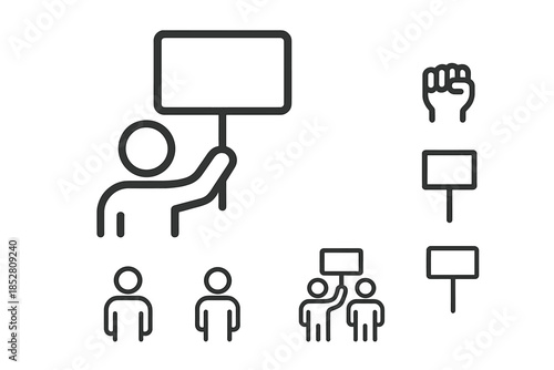 Protest Icons on Dark Background