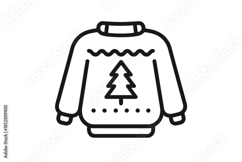 Christmas sweater icon with a tree