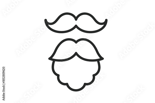 Minimalist mustache and beard outline on gray background