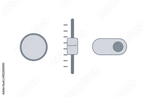 Set of grey control elements on a gradient background