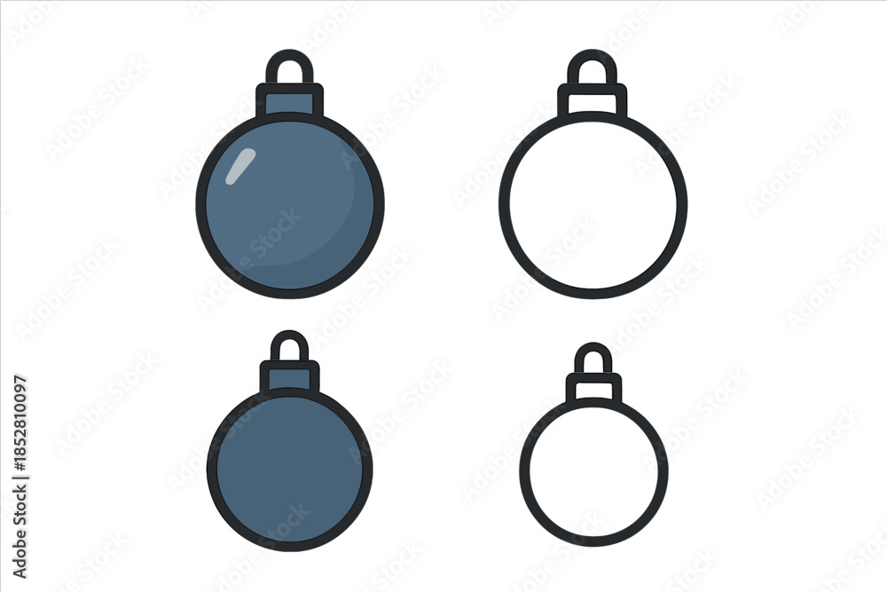 Fototapeta premium Four Christmas ornaments on a dark background